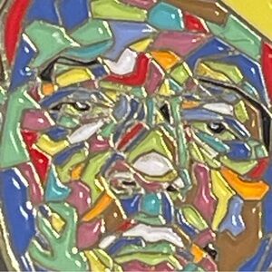 BIGGIE SMALLS RARE! Multicolor Mosaic Face Jewelry / enamel pin